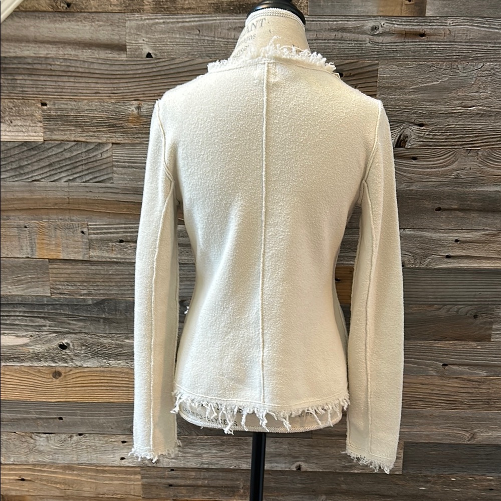 NWT Joie Cream Frayed Edge Cardigan / Jacket Size XS - Picture 3 of 7